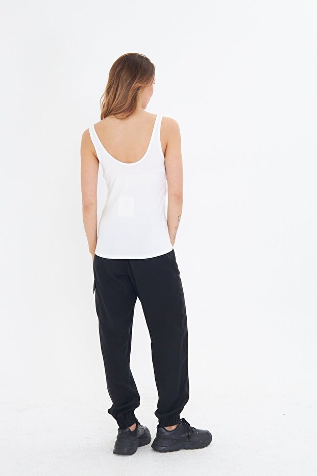 KOLSUZ BEYAZ BASIC BLUZ - 6