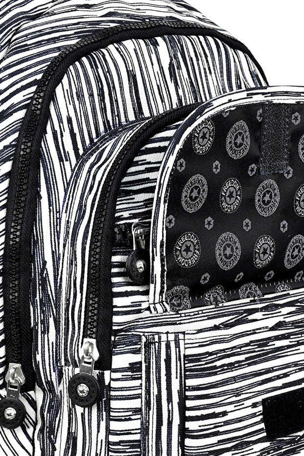 Luxury Patterned Medium Size Backpack with Monkey Keychain Gift - 3