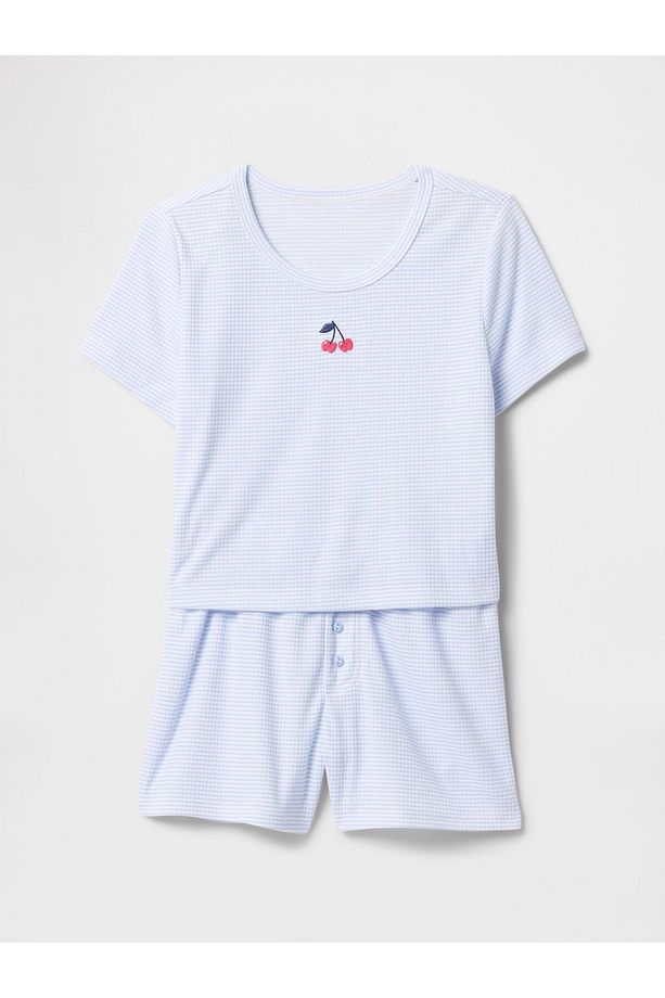 Kız Çocuk Mavi Şort Pijama Takımı - 1
