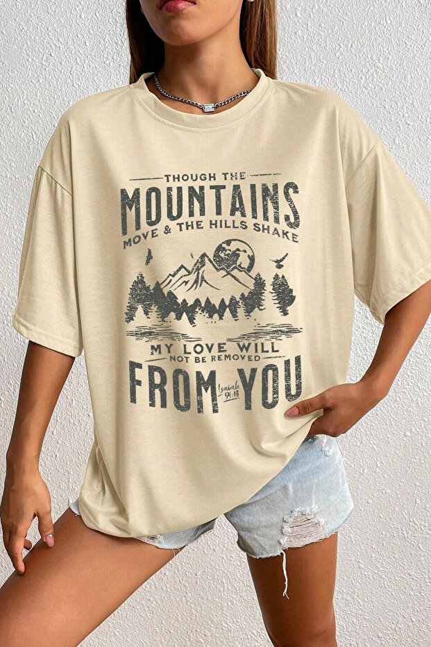 Femei Bej Mountains Printed - 2