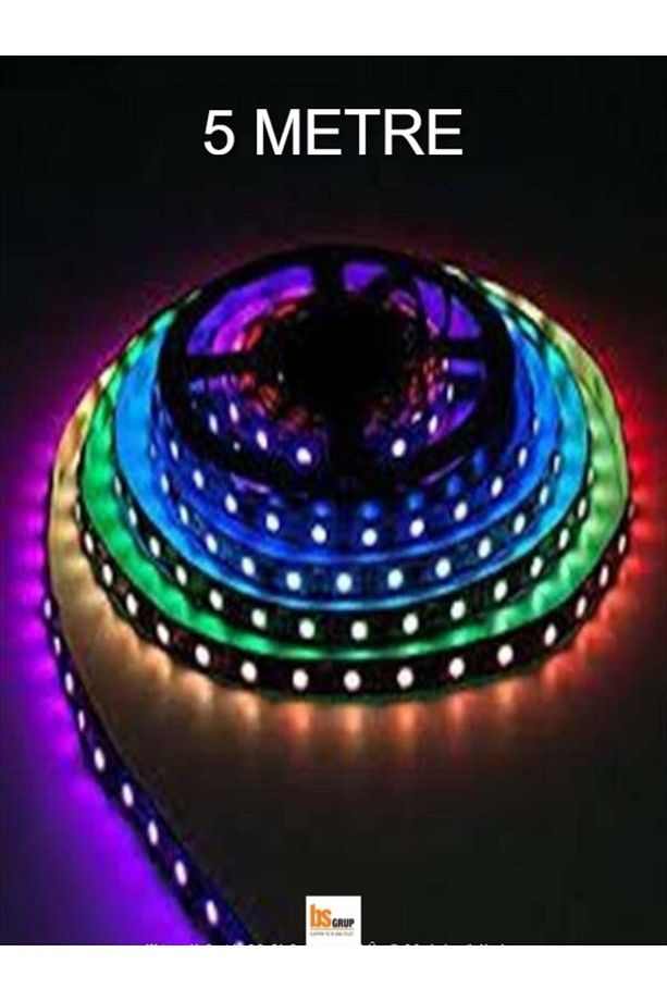 5 Metre Yapışkanlı Iç Mekan Rulo Rgb Işıklı Şerit Led ( Trafosuz - Yapışkan Bantlı ) - 1