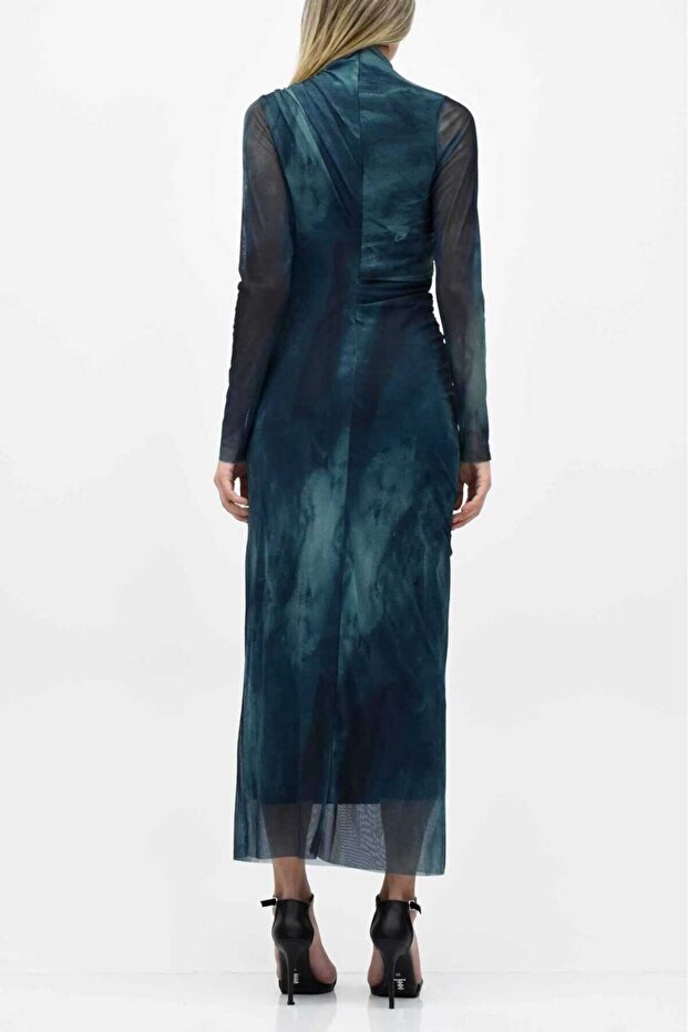 Kaliteli Premium Tül Elbise Lacvert - 5