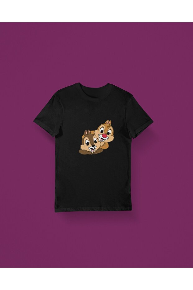 Girl/Boy Children's Squirrel Printed-Cycling Collar Tee