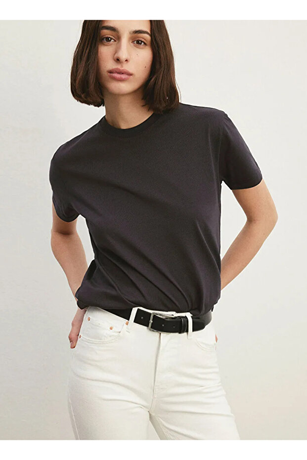 basic antrasit kadın t-shirt - 1