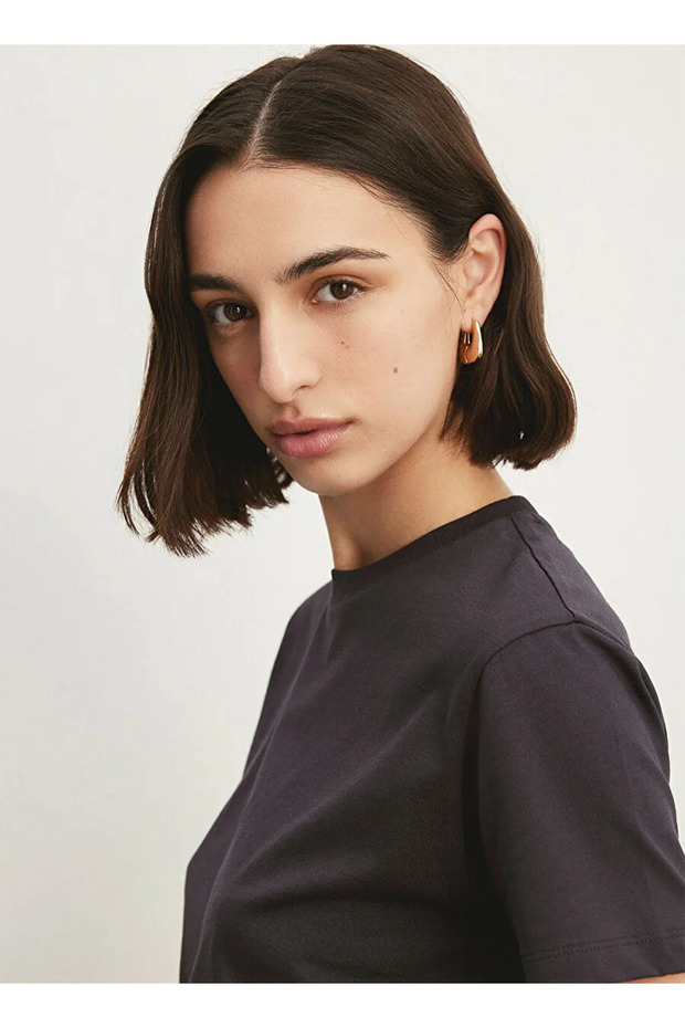 basic antrasit kadın t-shirt - 4