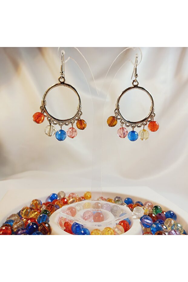Colorful Beads Turn Energy and Elegance Dangle Hoop Earrings