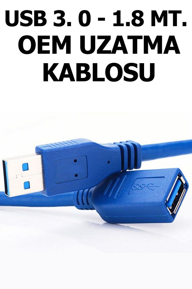 OEM USB 3.0 Uzatma Kablosu 1.5 Metre Erkek Dişi Dayanıklı Yüksek Hızlı Plus Bilişim - 2