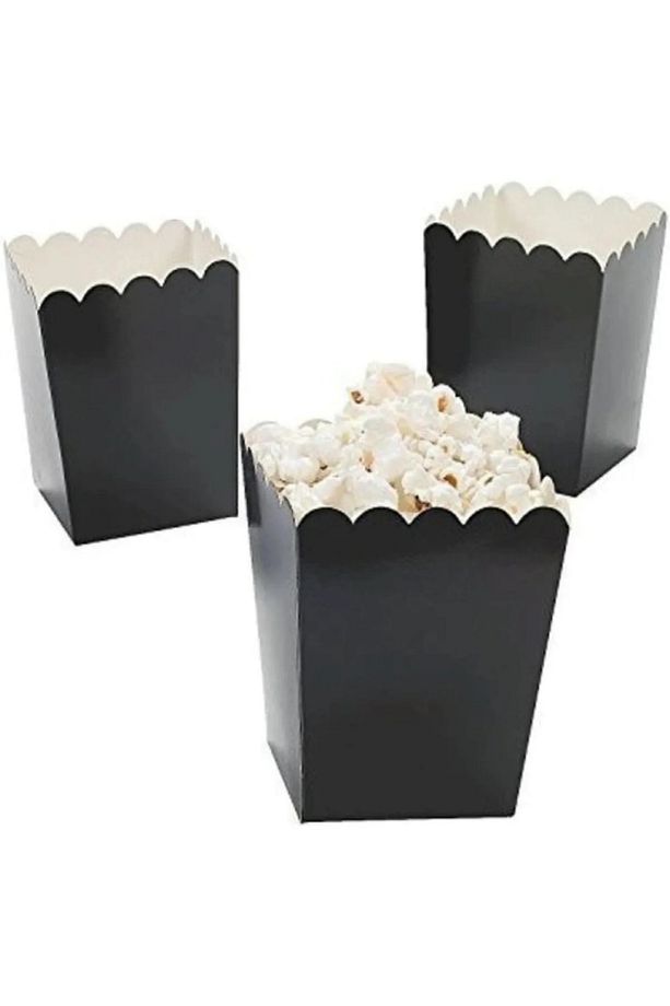 Siyah Mısır Kutusu Patlamış Mısır Kutusu Popcorn Kutusu 8'li - 3