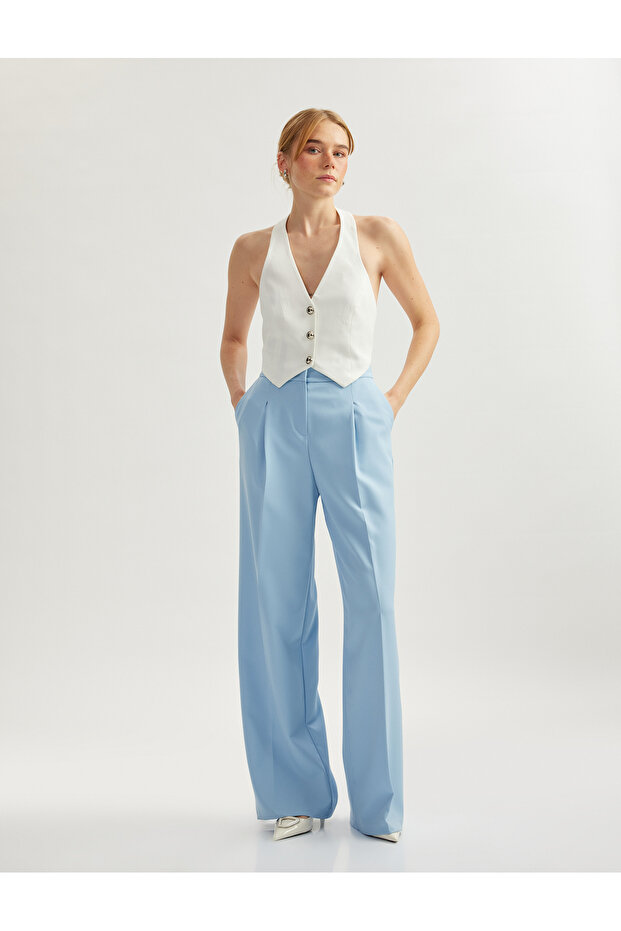 بنطلون بالازو نسائي أزرق