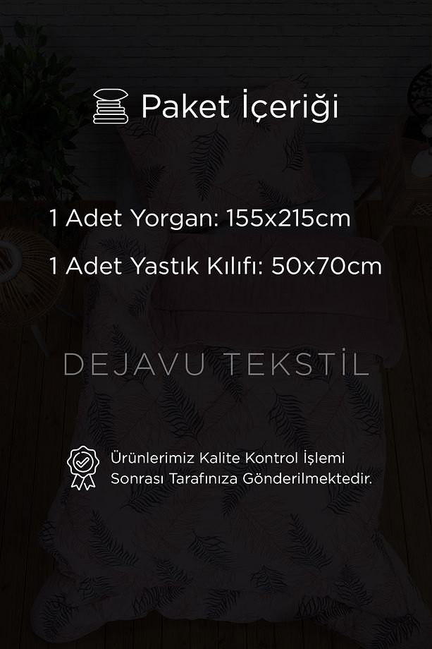 Tek Kişilik Welsoft Yorgan +Yastık Kılıfı Seti | Pembe Yaprak Çift Taraflı Yorgan Takımı - 4