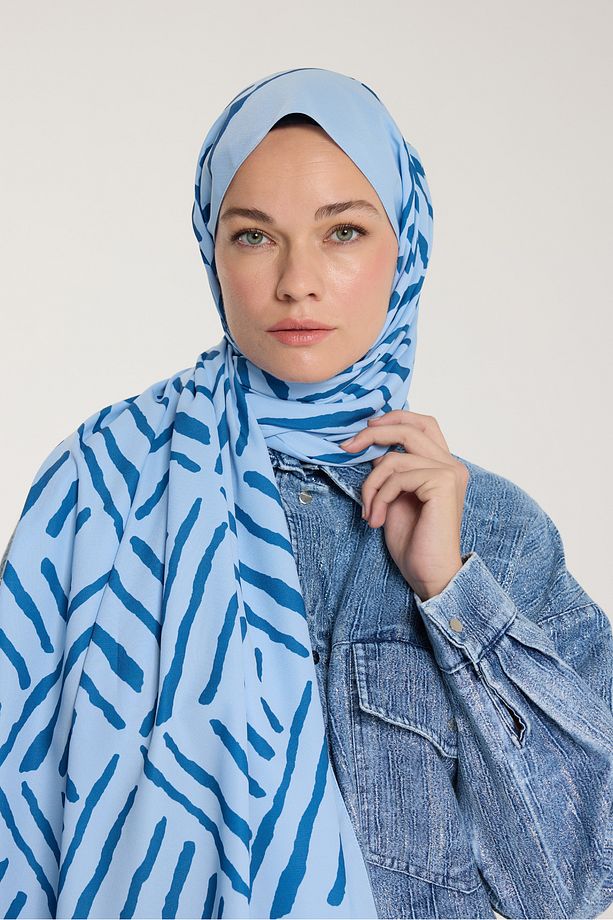 Pure Tone Şal - V Desen - Bebe Mavisi - Mavi - 5