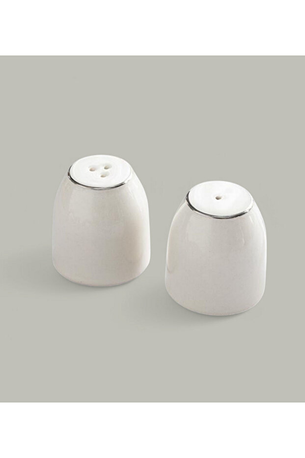 Modern Silver Porcelain Salt and Pepper Shakers Set 5,5X5 cm Cream