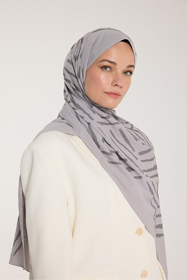 Pure Tone Şal - V Desen - Soft Gri - Gri - 3