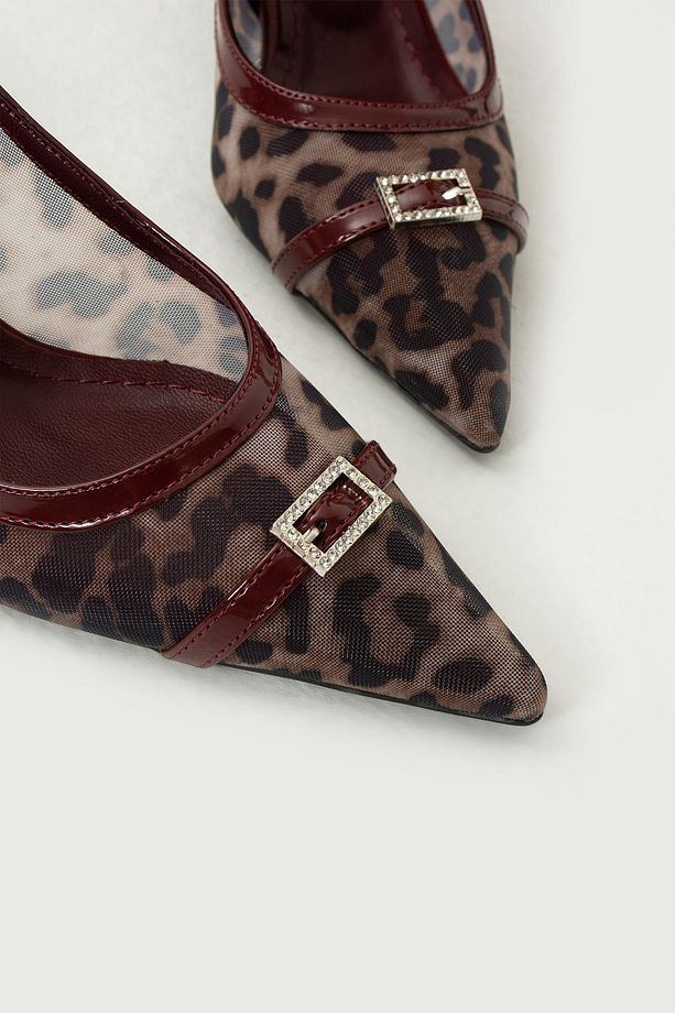 Jade File Leopar Desenli Chery Red Topuklu Ayakkabı - 4