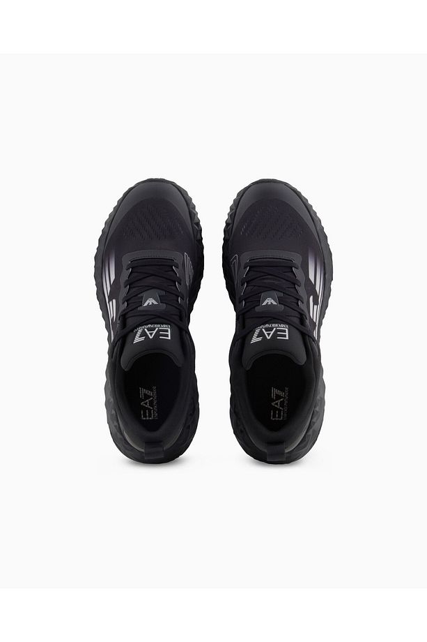 Unısex Rahat Yüksek Tabanlı Nefes Alabilir File Detaylı Kartal Logolu Siyah Sneaker X8X239 XK - 2