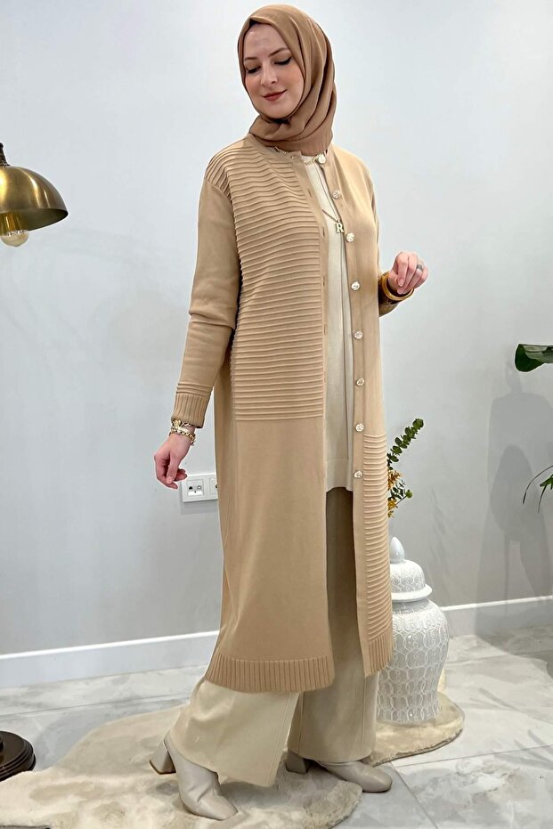 Manolya Bej Triko Hırka - 5