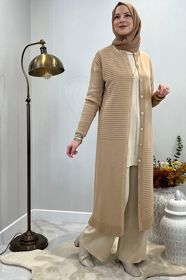 Manolya Bej Triko Hırka - 9