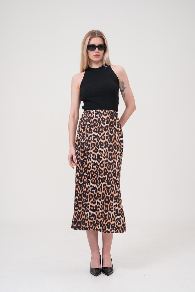 Leopard Patterned Midi Skirt - 3
