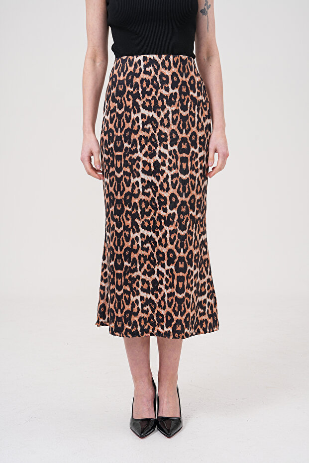 Leopard Patterned Midi Skirt - 2