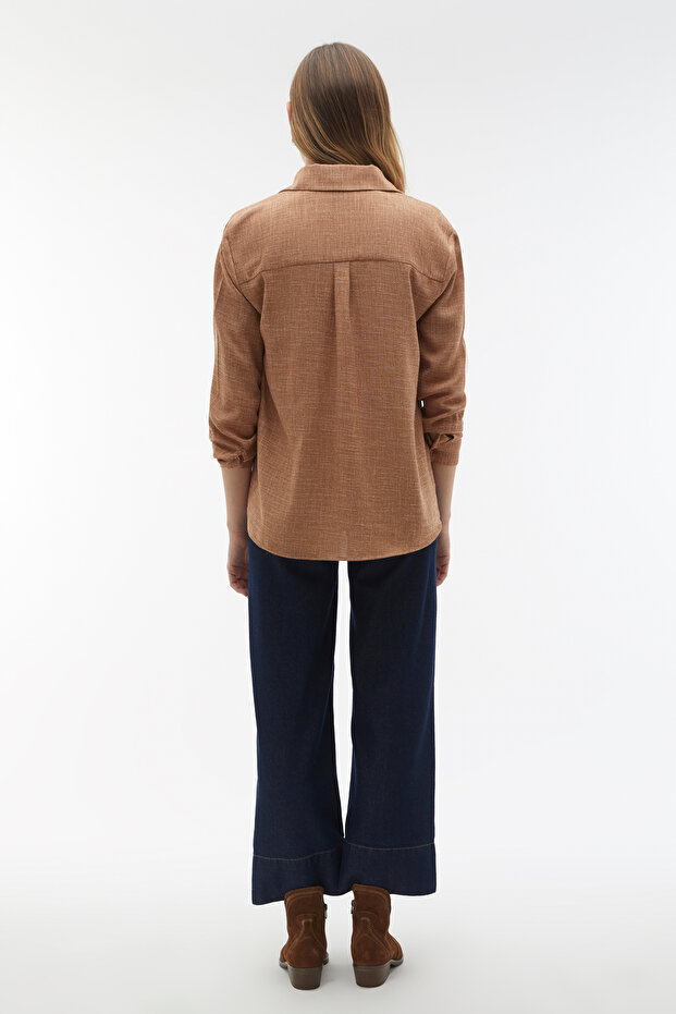 ARMÜRLÜ OVERSIZE UZUN KOLLU GÖMLEK - 2