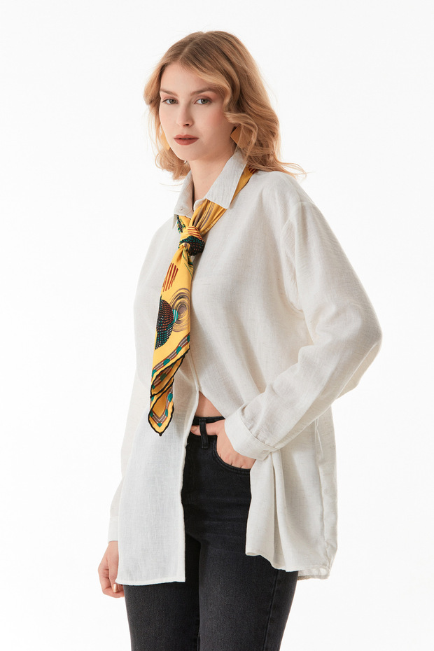 Kırçıllı Düğmeli Oversize Gömlek - 2