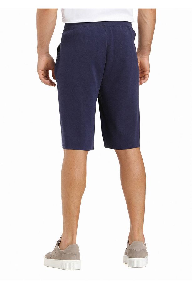 Lacivert Düz Örme Regular Fit Spor Bermuda - 4