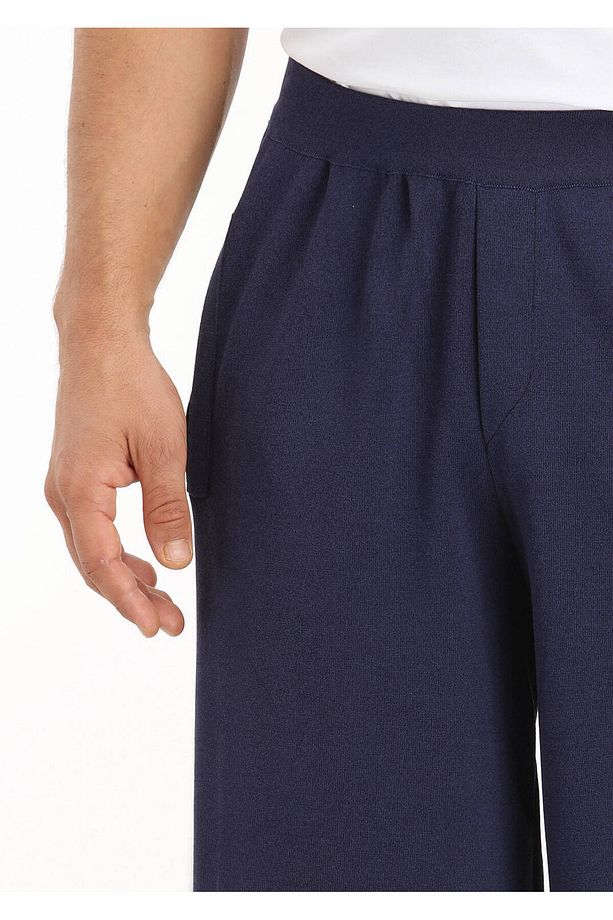 Lacivert Düz Örme Regular Fit Spor Bermuda - 3
