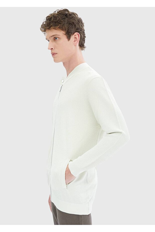 Taş Bisiklet Yaka Düz Örgü Hırka - 6