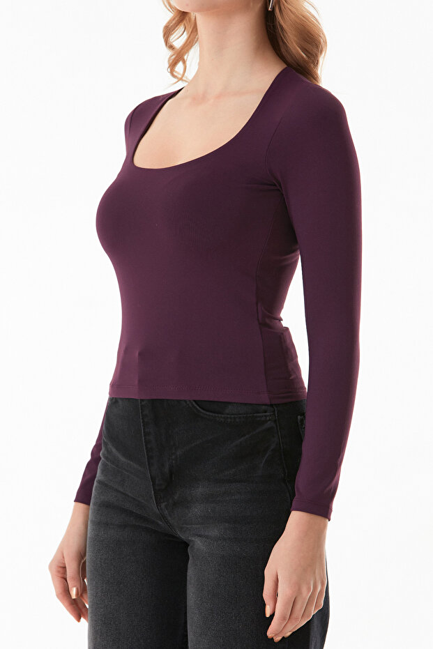 Basic Kare Yaka Bluz - 7