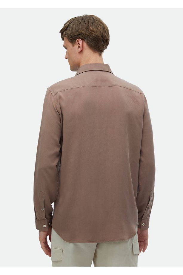 Gül Kurusu Düz Regular Fit Dokuma Casual Gömlek - 6