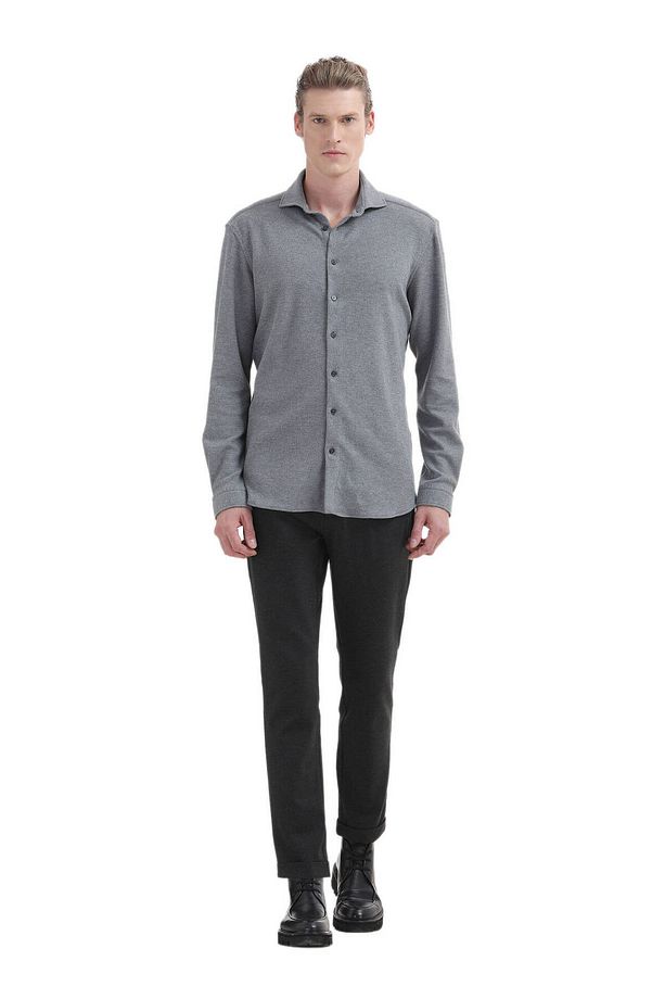 Gri Mikro Regular Fit Casual %100 Pamuk Gömlek - 2