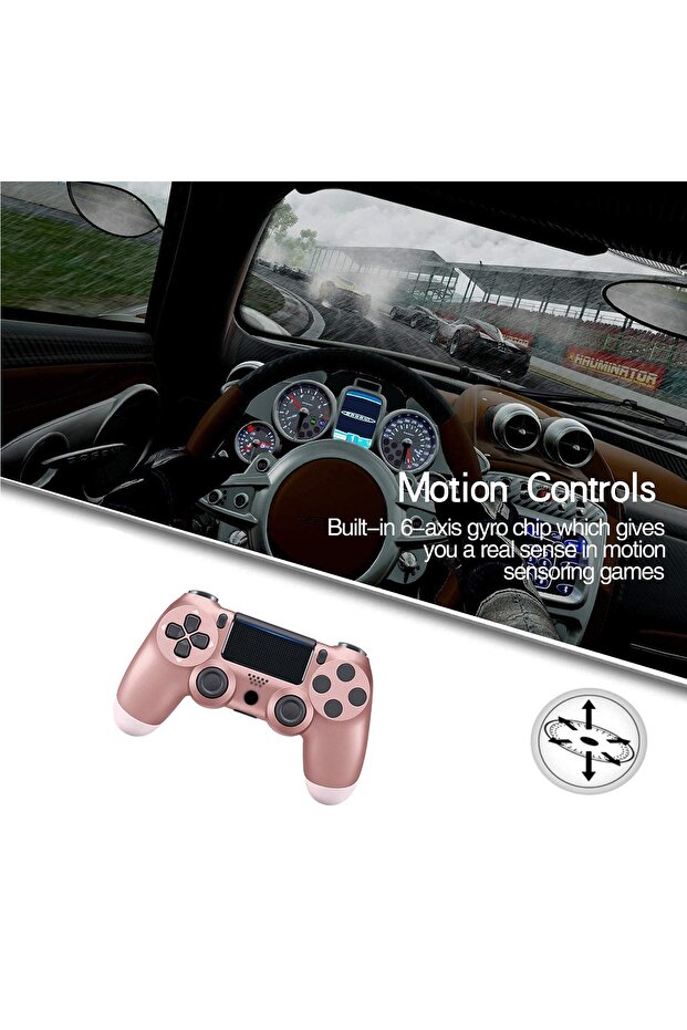 Bluetooth Wireless Game Controller for PS4/PC/iOS/Android with Dual Vibration,Headphone Jack - Pink - 3
