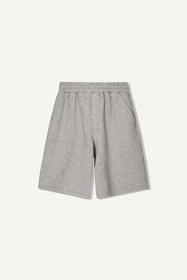 Neopren görünümlü oversize bermuda şort - 4