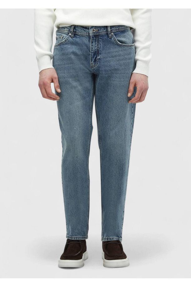 Mavi Düz Regular Fit Denim %100 Pamuk Pantolon - 2