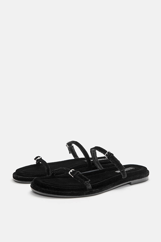 Kadife düz terlik - 5