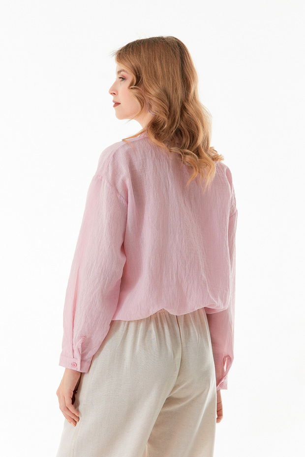 Basic Beli Lastikli Cep Detaylı Gömlek - 5