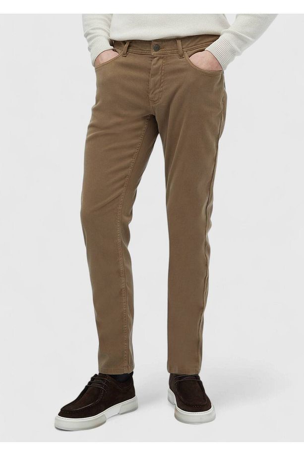 Deve Tüyü Düz Dokuma Slim Fit Casual Pamuk Karışımlı Pantolon - 2