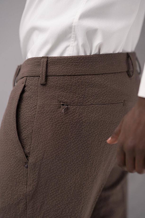 Regular Fit Yan Cepli Kışlık Gofre Kumaş Pantolon - 5