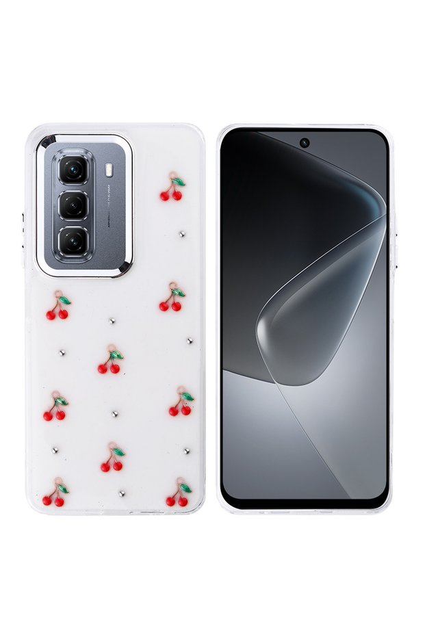 Compatible Pole Cover for Infinix Hot 50 4g Case Airbag Design Silvery Transparent