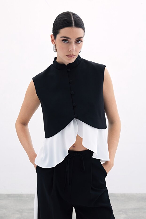 سترة قصيرة سوداء متباينة - 1