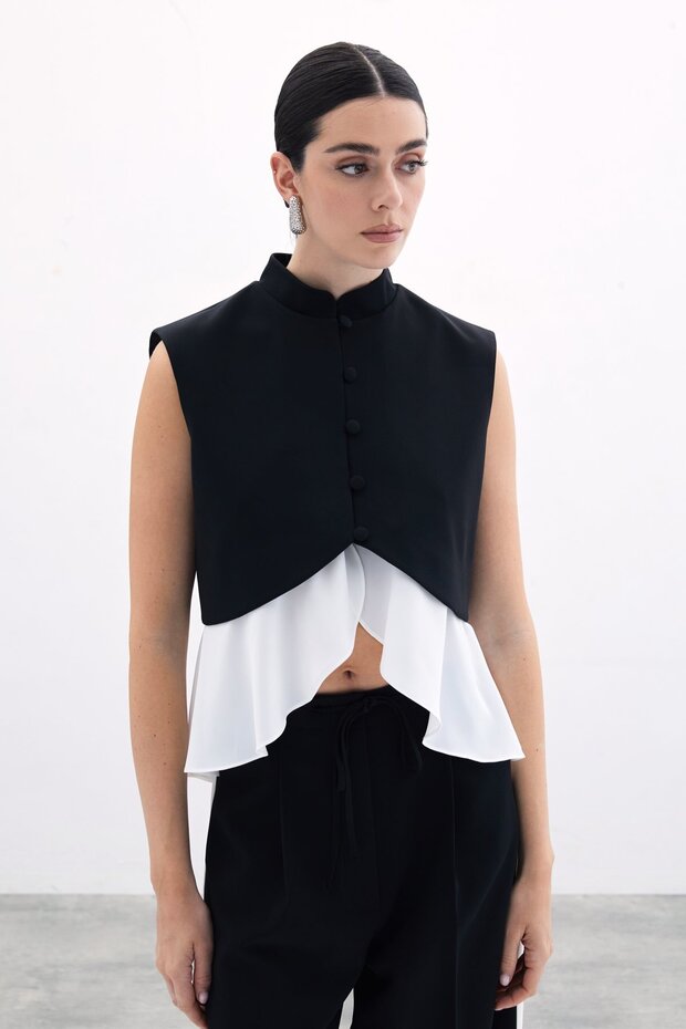 سترة قصيرة سوداء متباينة - 3