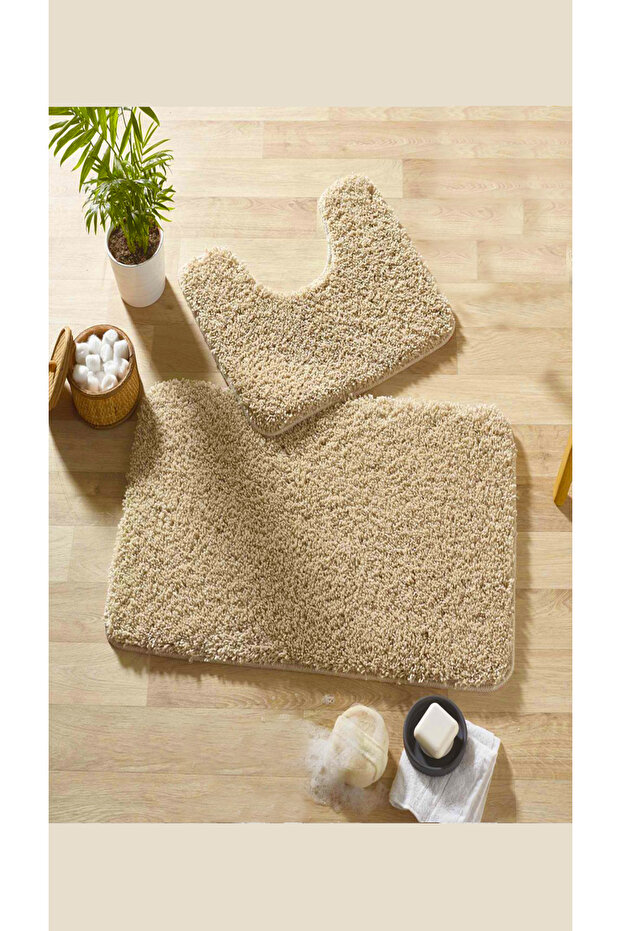 Shaggy Curly Carpet Set of 2 with Non-Slip Base Bathroom Carpet Mat Set 50X60 - 60X100