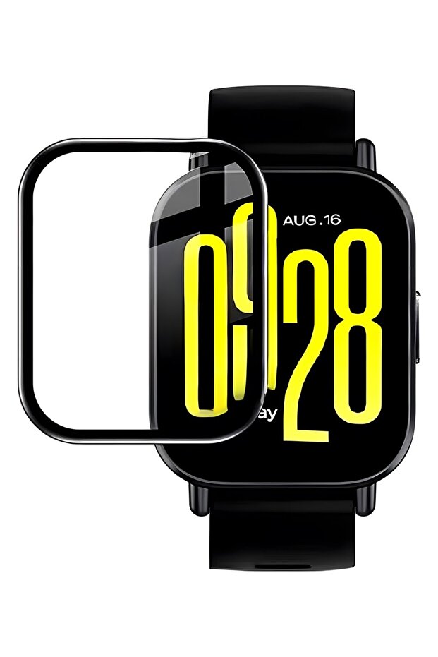 واقي شاشة لساعة Xiaomi Redmi Watch 5 Active متوافق مع إطار أسود منحني بتغطية كاملة