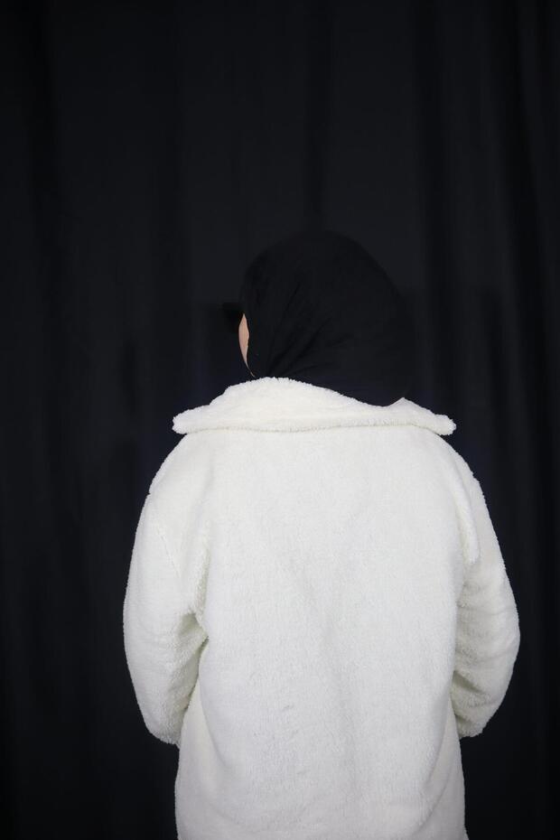 Beyaz Oversize Peluş Gömlek - 6