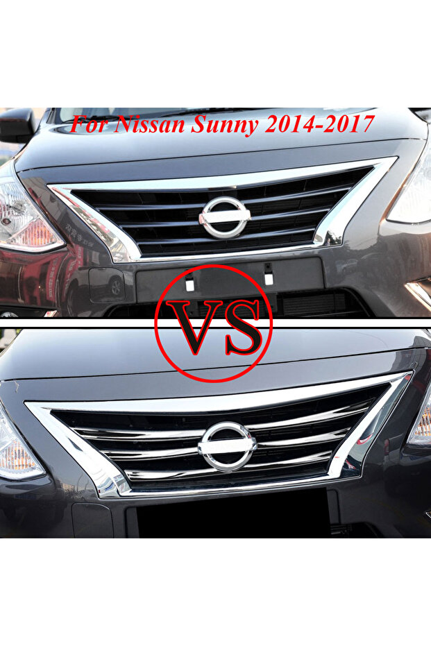 Silver For Nissan Sunny N17 Versa 2014-2017 Car Front Mesh Grille Head Bumper Cover Trim Grille Stic