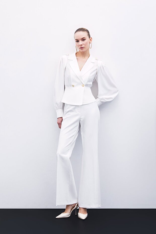 Double Breasted Short Jacket - Ecru - 5