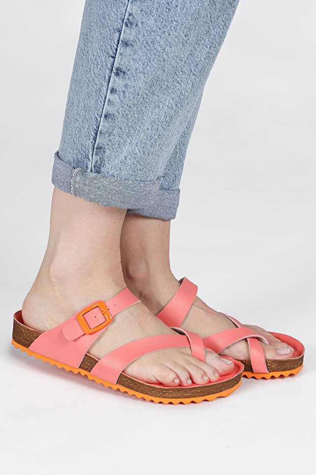 50008 Single Buckle Salmon Pink Women's Flip Flops