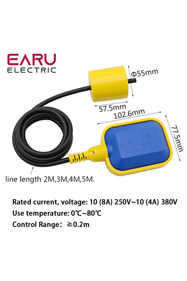 WIRE LENGTH 4M 2M 3M 4M 5M Controller Float Switch Liquid Switches Liquid Fluid Water Level Float Sw - 2