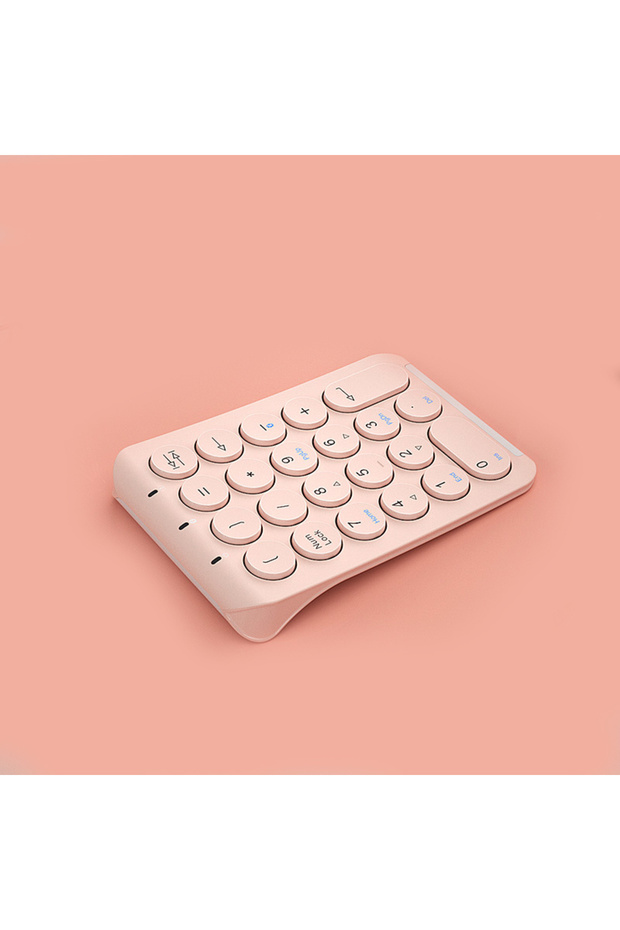 Pink BOW 22 Keys Wireless Number Pad Rechargeable Bluetooth Numeric Keypad Round Keycaps Numpad Numb - 1