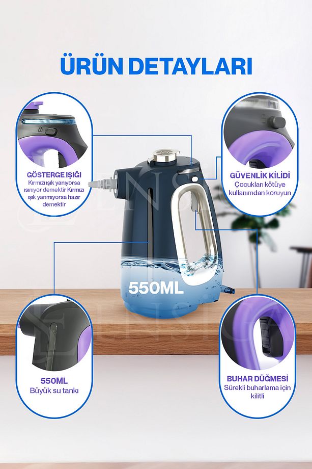 1350W 550Ml Basınçlı Buharlı Temizleyici Mutfak Fayans Ocak Derz Ve Çok Amaçlı Temizleme - 4